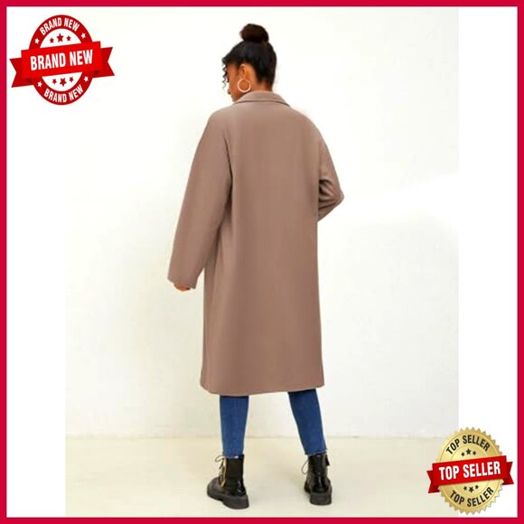 Oversized Wool Blend Trench Coat Long Double Breasted Winter Overcoat - Picture 6 of 6
